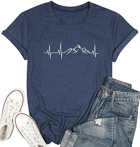 MyHalf camisetas de caminhada feminino Mountain Heartbeat camise