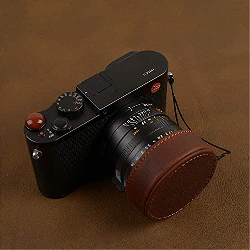 Tampa de câmera de couro genuíno de stty tampa de proteção à mão de couro com corda anti-perdida para leica