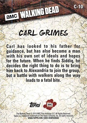 2018 Topps Walking Dead Season 8 Personagens C-10 Carl Grimes Trading Card