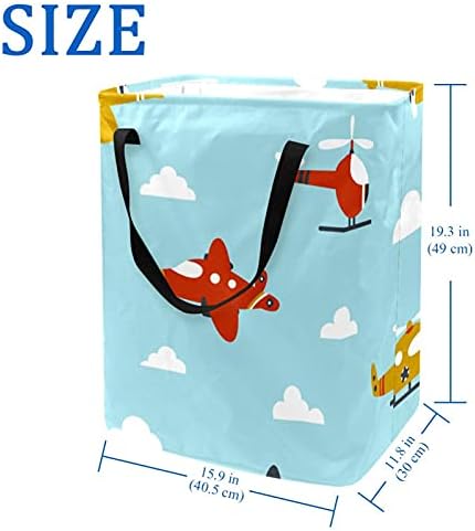 Cartoon Helicopter Airplane Pattern Storage Best, grande cesto de roupa com alças lixo de armazenamento dobrável