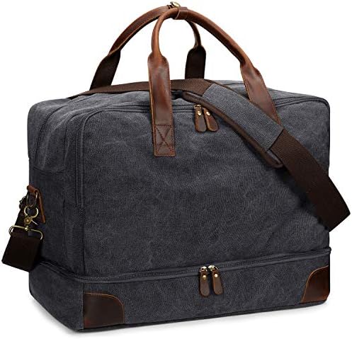S-Zone Mens Canvas Viajar Duffel Bag Weekend Overnight Bag With Shoes Laptop Compartment 2.0 Versão