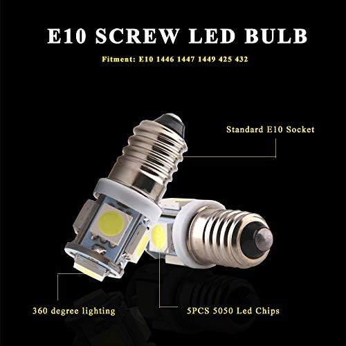 Everbrighright White E10 LED Bulbo para lanterna 1447 1446 1449 Substituição da lâmpada de parafuso