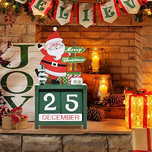 Calendário de contagem regressiva de Natal com bloqueios de madeira numérica, calendário de Natal,