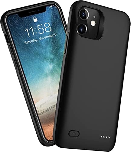 Caixa da bateria Huguodong iPhone 12 mini, grande capacidade de 8200mAh Ultra-Finer 2-em-1 Carregamento e proteção Caso, compatível com mini carregador estendido-preto