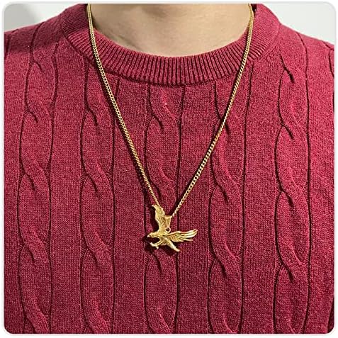 NSITBBUERY HIP HOP 18K Gold Gold Bated Stainless Animal Animal Eagle Colar
