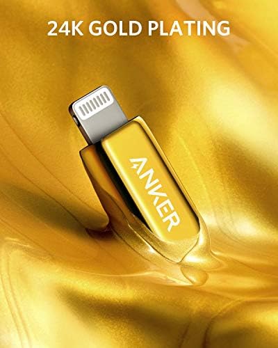 Anker 2020 Edição Especial 24K Gold USB C To Lightning Cable PowerLine+ III, Cabo Lightning Certified MFI para iPhone SE/11/11 Pro/11 Pro Max/X/Xr/Xs Max, suporta a entrega de energia