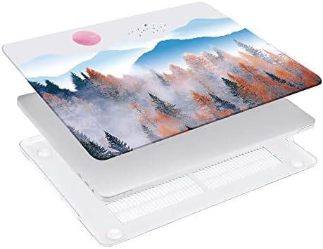 Mosis compatível com o MacBook Pro 13 polegadas Caso M2 2023, 2022, 2021- A2338 M1 A2251 A2289 A2159 A1989 A1708 A1706, Casca dura de padrão plástico e capa do teclado e protetor de tela, Floresta da montanha Snow