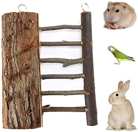 8qzjs1tg Pássaro de estimação de animais de estimação de pequenos animais de estimação Ponte de esquilo escalada escada escada Decoração de gaiola de brinquedo - cor de madeira
