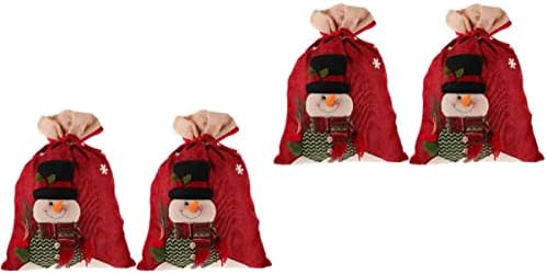 Valiclud 4 PCs Trate Candy Festive Goodie Claus Compras Sonwman Tote Cartoon Birthday Santa Lovely Burlap