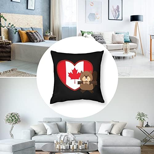 Capas de travesseiro do Canada Heart Marmot com almofadas de travesseiro quadrado com zíper protetor para sala de estar de sofá de cama