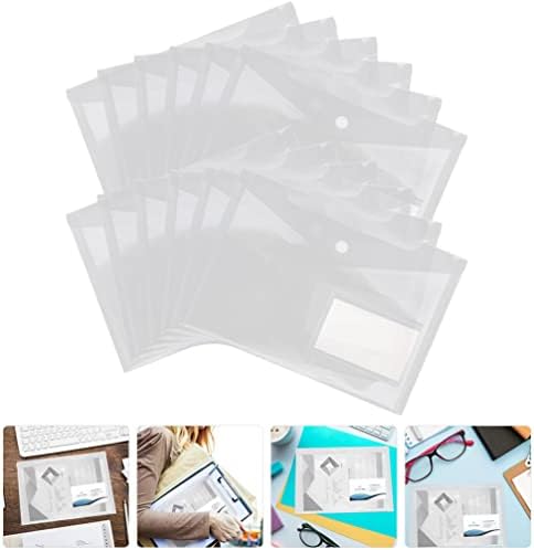 Operitacx 12pcs envelopes plásticos com pastas de plástico de fechamento Snap Pastas de documentos de documentos