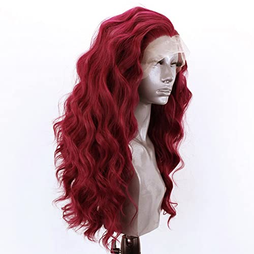 Rongduoyi Rdy Borgonha Lief Wigs Front Curly Lace para mulheres Sintéticas Hairra natural peruca pré -arrancada peruca de substituição de cabelo meia mão amarrada