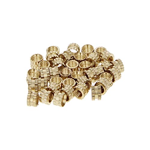 Bettomshin Surnled Thread Insert, M3 x 3mm x 4mm de lixo feminino porcas de bronze, ouro 50pcs