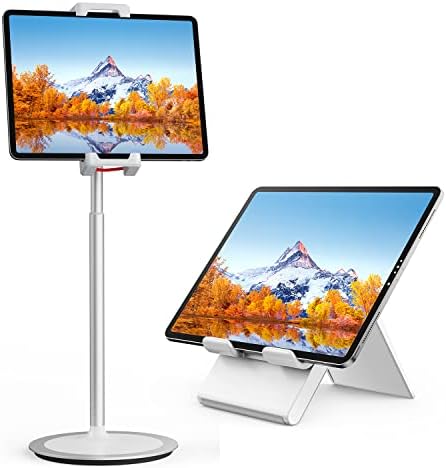 Suporte do suporte do tablet Saiji, altura ajustável, 360 graus girando + suporte de desktop dobrável