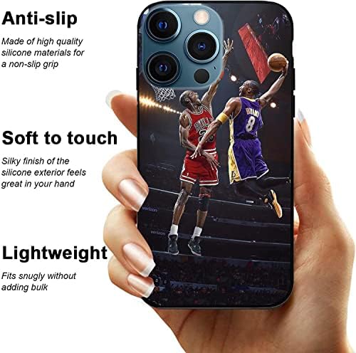 Padrão esportivo projetado para iPhone 14 Pro Max Case, jogador de basquete MJ Kobe Compatível com o iPhone 14 Pro Max Case 6,7 polegadas, Silicone cordão Anti-arranhão TPU Slim Soft Protective Tampa.