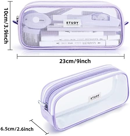 Kalidi Grid Mesh Lápis Bolsa de caneta Clear Caso Marker Pouch Multifoniction Organizer Box Transparent
