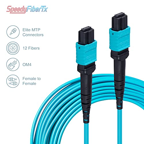 Speedyfibertx-4-Pack 0,20 metro 12 elite de fibra MTP não-pinada para o cabo de tronco de fibra MTP, Tipo-B, fibra de Clearcurve Clearcurve OM4, jaqueta de cabo retardador de incêndio | MPO Compatível