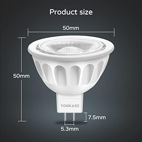 Torkase 10 pacote mr16 lâmpadas LED, 5W 12V, GU5.3 Base bi-pino, lâmpada de 36 graus de holofotes, 50 watts equivalente, não-minimizível, 500 lúme