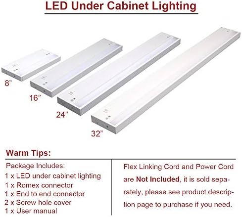 N / A LED sob luminária de gabinete, hardwired ou plug in, branco quente, 8 polegadas, 5,3W, 265lm, interruptor ligável, ligado / desativado incluído, 120V, branco acabado, T4S-08-WH-927