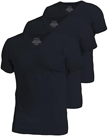 Comfneat Men's 3-Pack Subshirts Camisetas de decote em V de algodão elástico