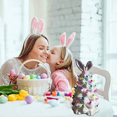CJUPZI BRANCO BUNDO TRUSE DORAÇÕES DE Páscoa para decoração de casa de primavera interna, coelho de mesa coelho de coelho decoração de casa de árvore branca
