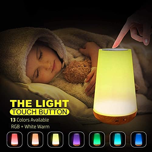 Taipow LED Night Light, cabeceira de cabeceira para bebês quarto de garotos, quarto ao ar livre, lâmpada de mesa de cuidados com os olhos com cor de cor, controle remoto, controle remoto, recarregável