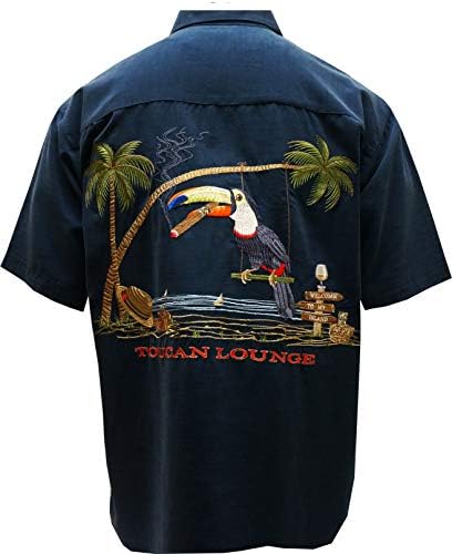 Bamboo CAY Mens de manga curta Toucan Lounge Bordoused Hawaiian Tropical camisa