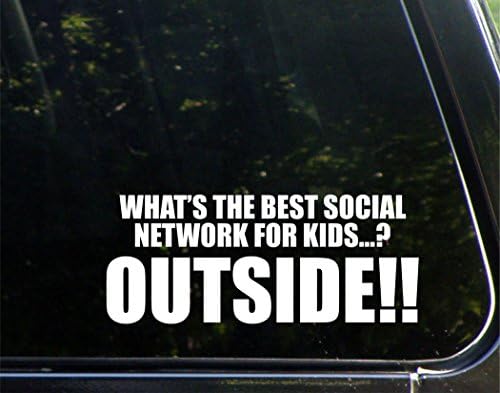 Qual é a melhor rede social para crianças.? Fora!! - Para carros Decalque de Janela de adesivo de vinil de carro engraçado | Branco | 8,75 polegada