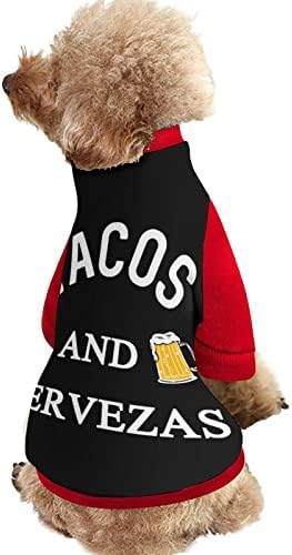 Funnystar Tacos e Cervezas Print Pet Sweatshirt com macacão pulôver de lã para cães gatos com design