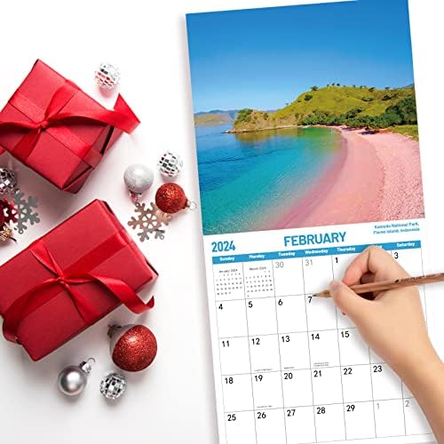2023-2024 Calendário de parede, praias Handsable mensal 12 x 24 Open, calendário do planejador