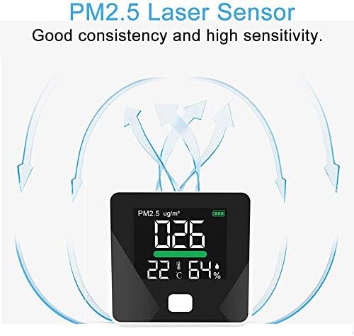 QWERTOUY PM2.5 Monitor de qualidade do ar Digital Gas Analyzer Sensor a laser Detector de ar Detector de ar LED LED Exibir Equipamento de Teste de umidade e Teste