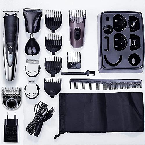 Clippers de cabelo para homens, kit de cortador de cabelo profissional de 17 peças, tudo em um aparador de cabelo, corporador de barba, cortador de cabelo elétrico para homens laváveis