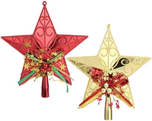 Besportble Christmas Decor 2pcs Árvore de Natal Estrela de Natal Gold de Natal Vermelho Tree Decoração Pentagram