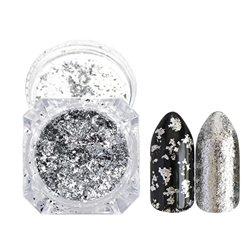 Folhas de unhas Brulha de pregos 3D Glitter brilho de alumínio de alumínio prateado brilhante Powders Glitter