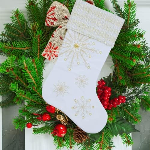 Confortável Hora 11 Polyester Cremy Snowflakes Staking for Christmas Decoration, White, Winter Holiday