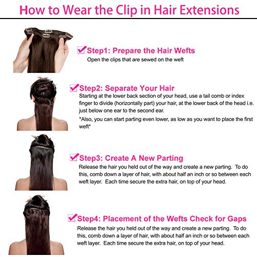 Clipe em extensões de cabelo de cabelo humano de cabelo humano real clipe de cabelo preto Ins para mulheres
