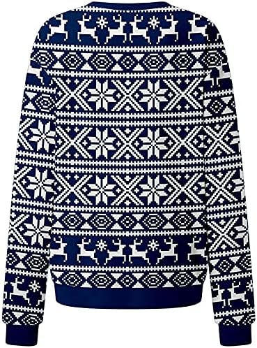 Suéteres de natal flekmanart para mulheres o-pescoço de manga comprida renander tie-dye quente camisetas de férias de grandes dimensões no inverno