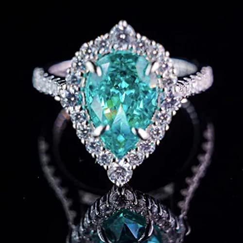 Anéis de casamento e noivado para mulheres Luxo Full Diamond Pear Shape Jewelry Birthday Proposta de presente
