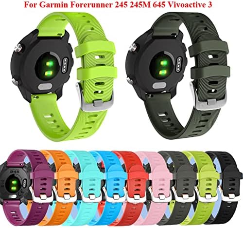 Cysue 20mm Sport Silicone Watch Band Strap for Garmin Forerunner 245 245m 645 Vivoativo 3 Vivomove HR Pulseira