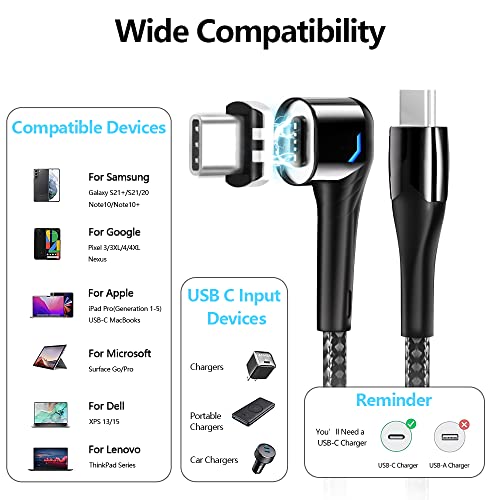 Heskul Magnetic USB C Cabo Tipo magnético Tipo C Carga rápida para MacBook Pro 2020, iPad Pro 2020, iPad
