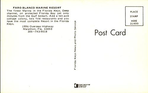 Faro Blanco Marine Resort, 1996 Maratona de rodovias no exterior, Florida FL Original Vintage Post cartão