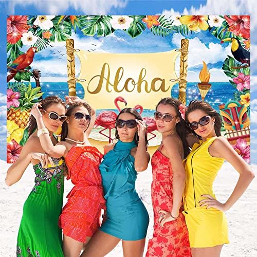 Verão aloha cenário de 7x5ft praia havaiana praia flamingo luau fundo para fotografia Tropical Flower Musical Party Decor de aniversário de bebê