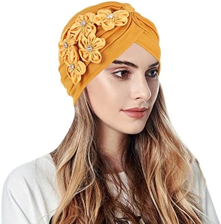 Caps Headwear para mulheres Beanies Casual Cinco Flores pequenas Little Capfe Capéu Capinho Capéu de Cabeça Muslim