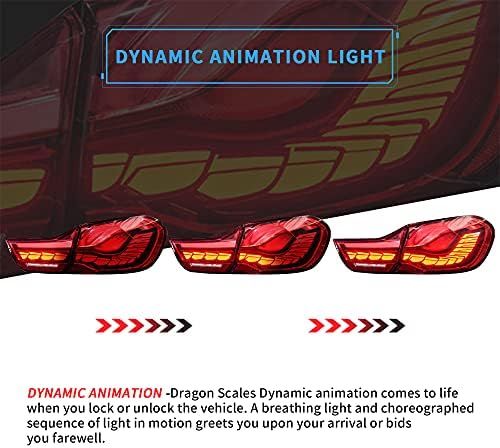 VLAND OLED TAIL LUZES COMPATÍVEL COM 4-SÉRIAS BMW GTS F32 F33 F36 F82 F83 2014-2020 Sedan/conversível/cupê com sequencial W/3D Animação dinâmica Running Dragon Scale Passenger & Driver lados