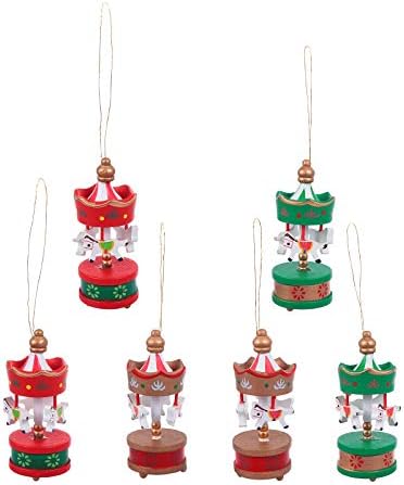 Aboofan 1 Conjunto 6 PCs Christmas Souvenirs Mini Merry- Go- Round Home Decorations Ornamentos Favors de festa