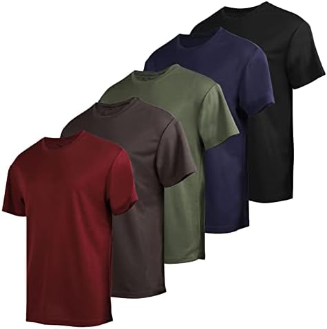 Li Hanton 5-Pack Men's Quick Dry T-shirt Crew pescoço de manga curta Valor pacote de treino atlético