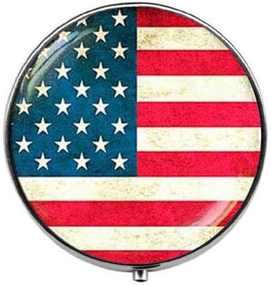 American Flag - Stars and Stripes Art Pill Box - Charm Pill Box - Caixa de doces de vidro