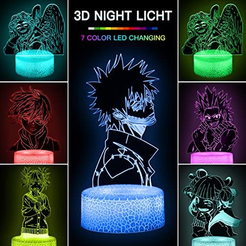 Mizelle Anime Night Light, 3D Illusion Anime Lamp Toys com 16 cores mudando, lâmpada de mesa de decoração