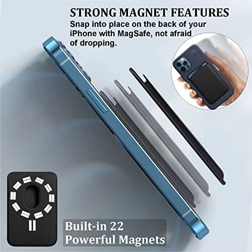 Carteira de cartões magnéticos para iPhone 14/13/12 Série com MagSafe, carteira de couro para iPhone