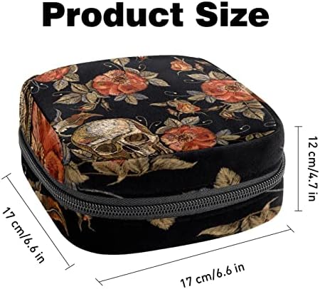 Bolsa de armazenamento de guardanapos sanitários, bordado para o crânio de açúcar, bolsa de xícara menstrual, bolsas de armazenamento portáteis de guardana